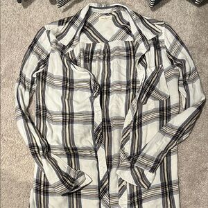 Thread & Supply Men's Casual Plaid Shirt - Black, White, and Blue